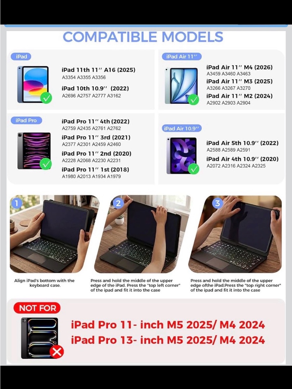 Keyboard Case for iPad 10/11th Gen - 360° Swivel, Backlit, Trackpad - New in Box - Picture 2 of 8